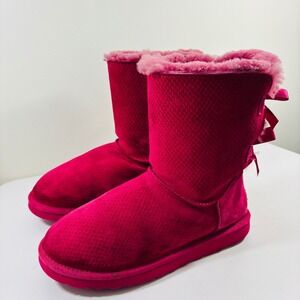 UGG Australia Bailey Bow Velvet Fuchsia Pink Mid Calf Winter Boots 1007526 Sz 8